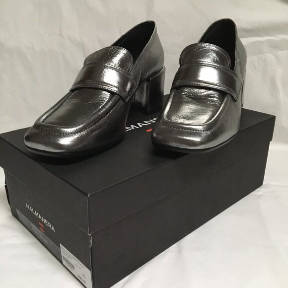 Square toe silver Halamaner loafer, s38, NWT - Picture 7 of 10